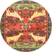 Round Traditional Metallic Gold Animal Rug, tr3897