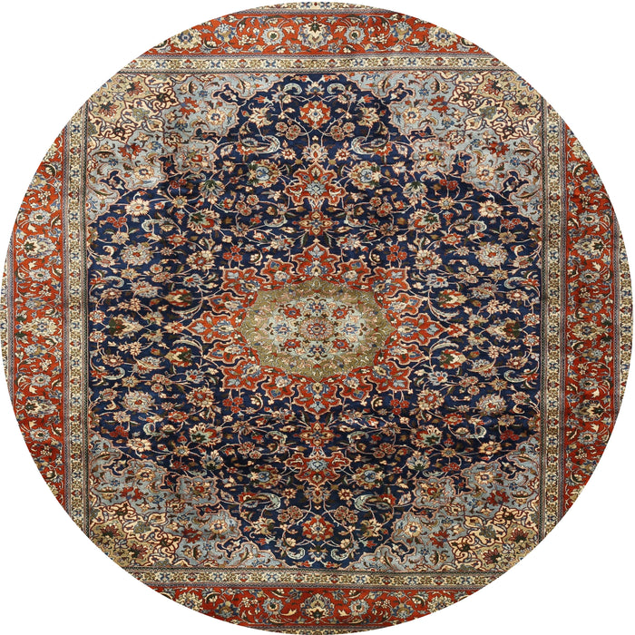 Round Traditional Camel Brown Medallion Rug, tr389