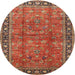 Round Traditional Bronze Brown Oriental Rug, tr38