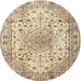 Square Machine Washable Traditional Brown Gold Rug, wshtr3900