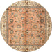 Round Traditional Red Oriental Rug, tr3901