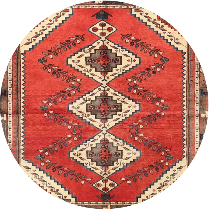 Square Machine Washable Traditional Orange Brown Rug, wshtr3902