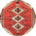 Round Traditional Orange Brown Persian Rug, tr3902