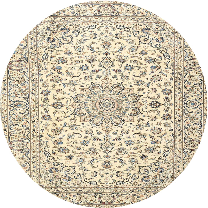 Round Traditional Golden Blonde Gold Medallion Rug, tr3903
