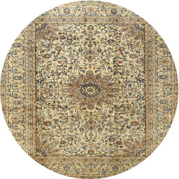 Round Traditional Brown Medallion Rug, tr3904