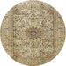 Square Machine Washable Traditional Brown Rug, wshtr3904