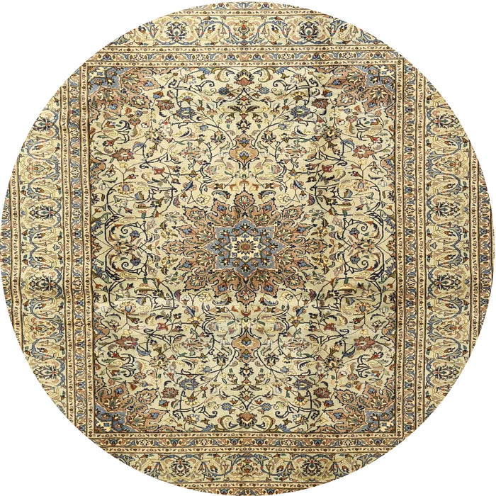 Round Traditional Brown Medallion Rug, tr3905