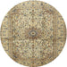 Round Traditional Brown Medallion Rug, tr3905