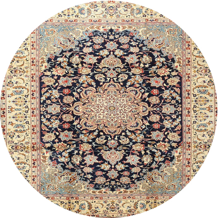 Round Traditional Chestnut Brown Persian Rug, tr3907