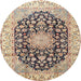 Round Traditional Chestnut Brown Persian Rug, tr3907