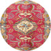 Round Traditional Crimson Red Persian Rug, tr3908