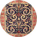 Round Traditional Sandy Brown Animal Rug, tr3910