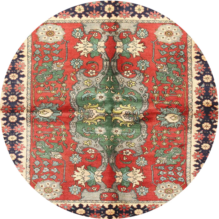 Round Traditional Fire Brick Red Persian Rug, tr3911
