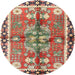 Round Traditional Fire Brick Red Persian Rug, tr3911