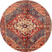 Round Traditional Sand Brown Persian Rug, tr3912