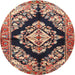 Round Traditional Light Copper Gold Medallion Rug, tr3913