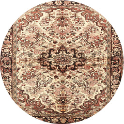 Round Traditional Dark Sienna Brown Medallion Rug, tr3915