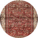 Square Machine Washable Traditional Tomato Red Rug, wshtr3917