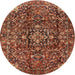 Round Traditional Saffron Red Persian Rug, tr3919