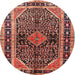 Round Traditional Copper Red Pink Persian Rug, tr391