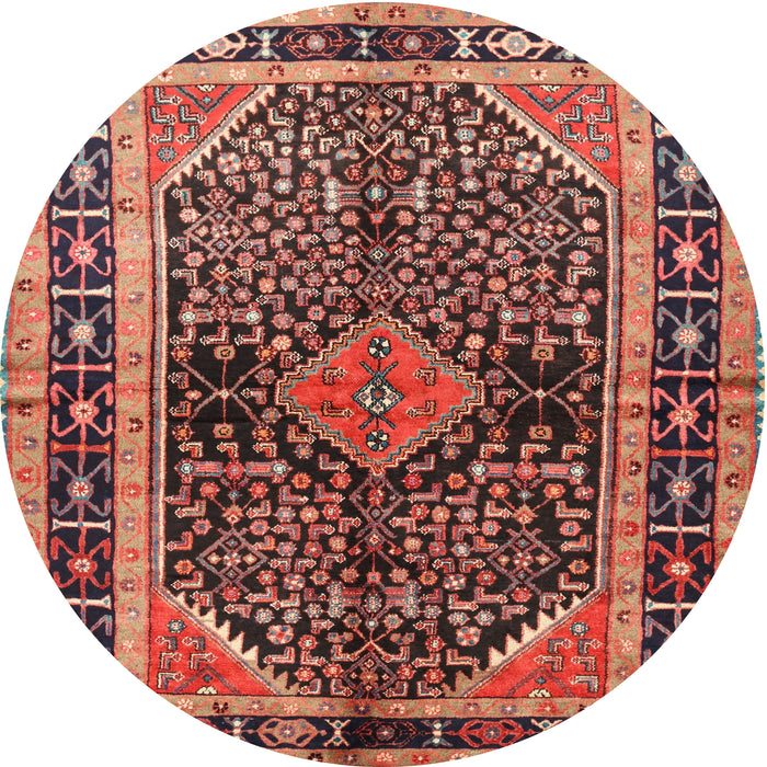 Square Machine Washable Traditional Copper Red Pink Rug, wshtr391