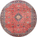 Square Machine Washable Traditional Brown Red Rug, wshtr3920