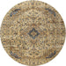 Round Traditional Reddish Brown Persian Rug, tr3921