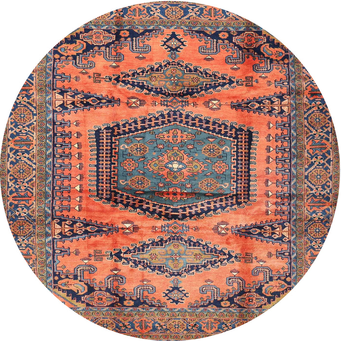 Round Traditional Chestnut Brown Persian Rug, tr3923
