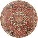 Square Machine Washable Traditional Brown Red Rug, wshtr3924