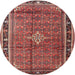 Round Traditional Orange Salmon Pink Persian Rug, tr3926