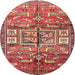 Round Traditional Sunrise Orange Animal Rug, tr3927