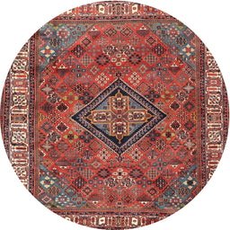 Round Traditional Orange Salmon Pink Persian Rug, tr3928