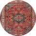 Round Traditional Orange Salmon Pink Persian Rug, tr3928