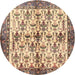 Round Traditional Sienna Brown Animal Rug, tr3929