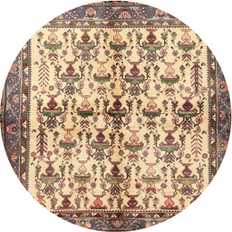 Square Machine Washable Traditional Sienna Brown Rug, wshtr3929