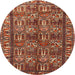 Round Traditional Red Persian Rug, tr3931