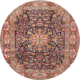 Square Machine Washable Traditional Brown Red Rug, wshtr3932