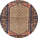 Round Traditional Dark Brown Persian Rug, tr3933