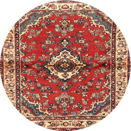 Square Machine Washable Traditional Tomato Red Rug, wshtr3934