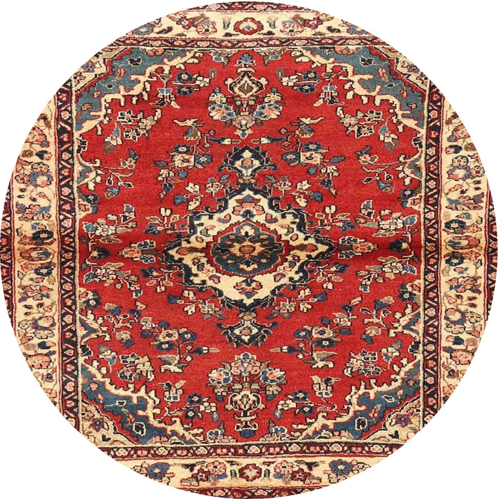 Square Machine Washable Traditional Tomato Red Rug, wshtr3934