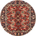 Square Machine Washable Traditional Saffron Red Rug, wshtr3935