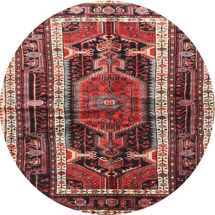 Square Machine Washable Traditional Saffron Red Rug, wshtr3937