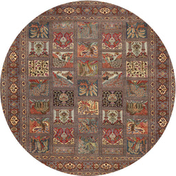 Square Machine Washable Traditional Orange Brown Rug, wshtr393