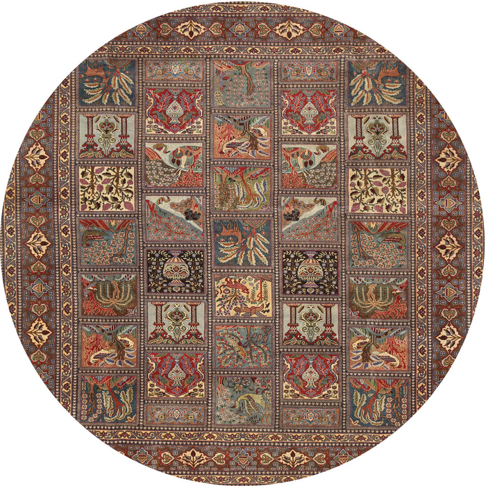 Square Machine Washable Traditional Orange Brown Rug, wshtr393