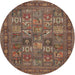Round Traditional Orange Brown Persian Rug, tr393