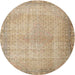Round Traditional Orange Brown Persian Rug, tr3943