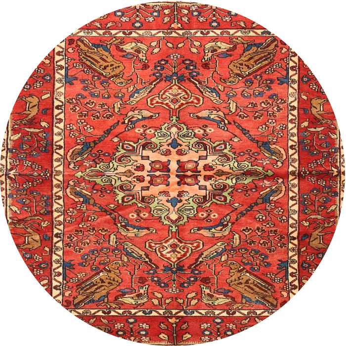 Round Traditional Red Persian Rug, tr3945