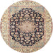 Round Traditional Chestnut Brown Persian Rug, tr3946