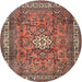 Round Traditional Light Copper Gold Persian Rug, tr3947