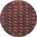 Round Traditional Chestnut Brown Persian Rug, tr3949